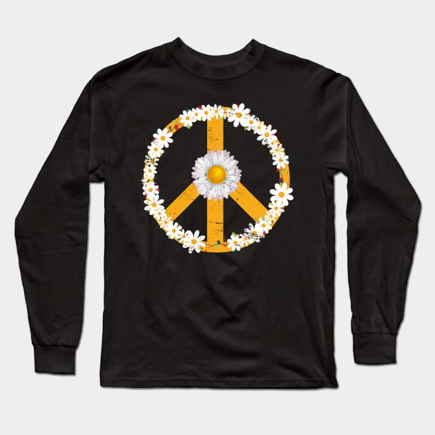 Daisy Flower Peace Sign Long Sleeve T-Shirt by shirtsyoulike